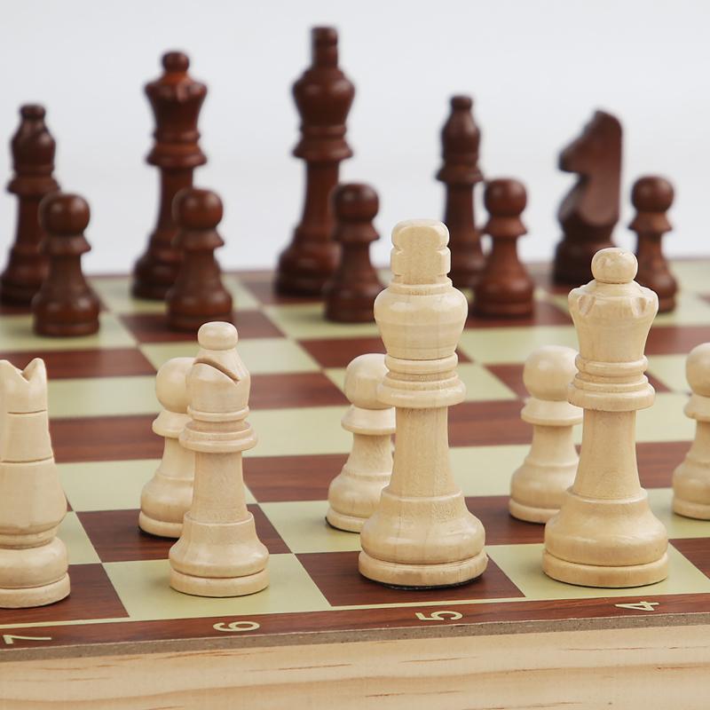 Magnetic Foldable Chess Set High Grade Wooden Chess Game Board Large/Small Size Strategic Thinking Folding Board Game for Party