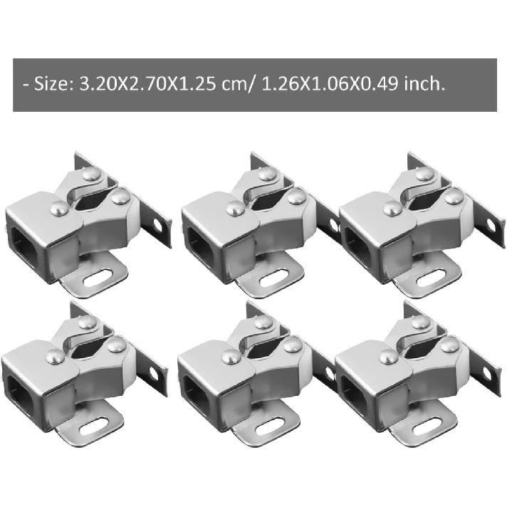 Angoily 12Pcs Cabinet Door Catch Stainless Steel Double Ball Roller Catch Latch Closet Ball Tension Latch Metal Door Accessories Replacement for Home