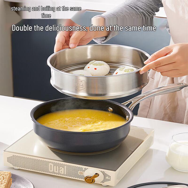 

COOKER KING Valley Dark Blue Non-stick Milk Pot with Steamer
