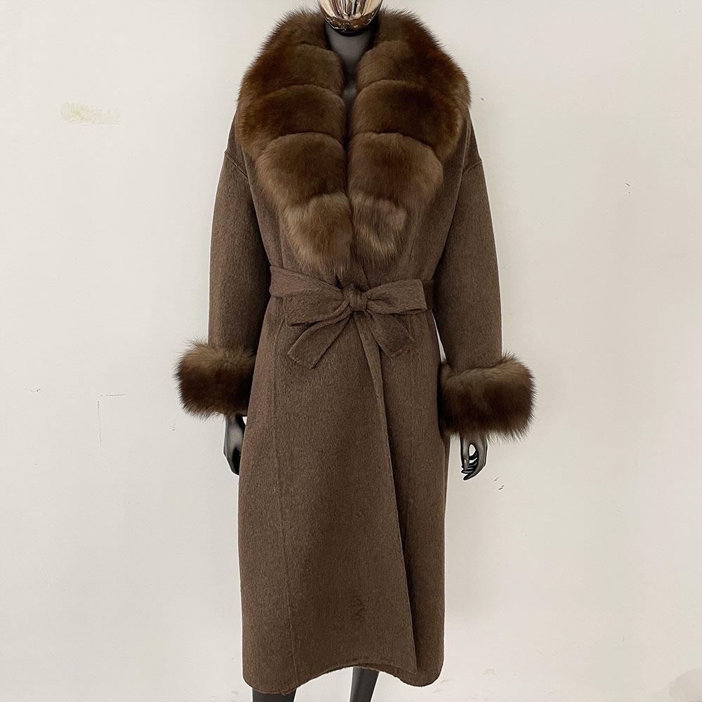 OFTBUY Wool Coat Women 2024 Autumn Winter Real Fox Fur Jacket Female Long Warm Natural Fox Fur Collar Fur Cuffs Coat Woolen Coat