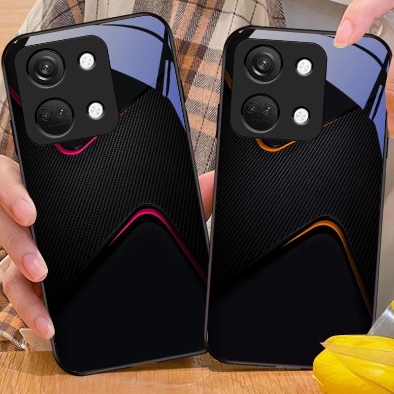 Simples e Grande Para OnePlus Nord 3 5 6T 7 Pro 8 12 10T Reno8 Lite 5G 10R Nord N30 Capa de Telefone Rígida de Vidro Temperado Preta