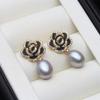 Wedding Freshwater Pearl Drop Earrings Women,Luxury 925 Silver Natural Pearl Earrings Wife Girls Birthday Gift White Black