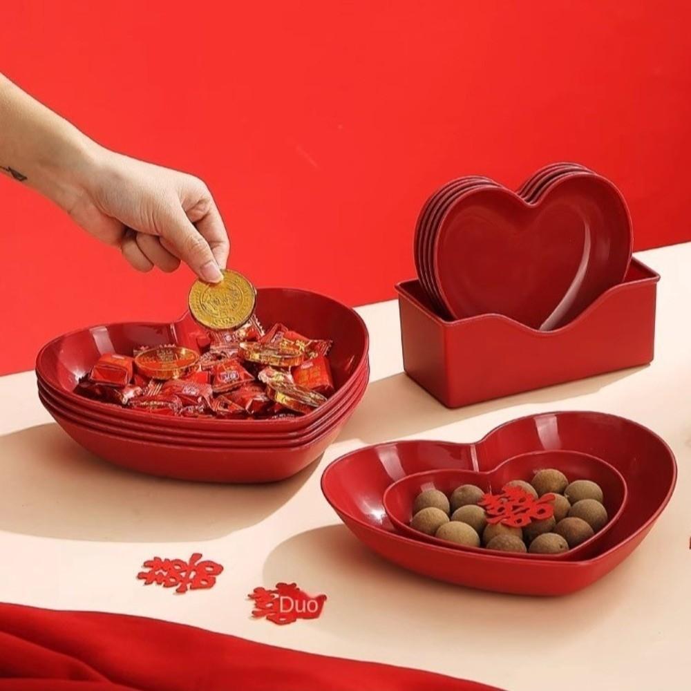 5/10Pcs Small Serving Plate Love Heart-Shaped Dinner Plate Set Creative Snack Candy Tray