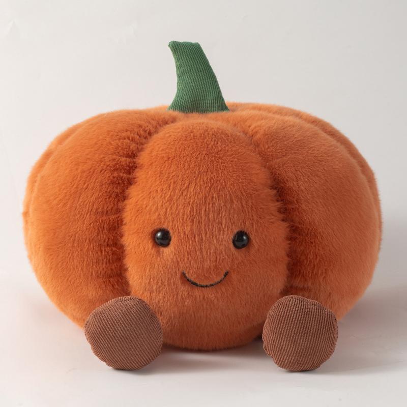 Cute Girl Halloween Pumpkin Plush Doll Toy Smiling Face Fruit Series Home Bedroom Decoration Pet Interactive Toy Birthday Gift