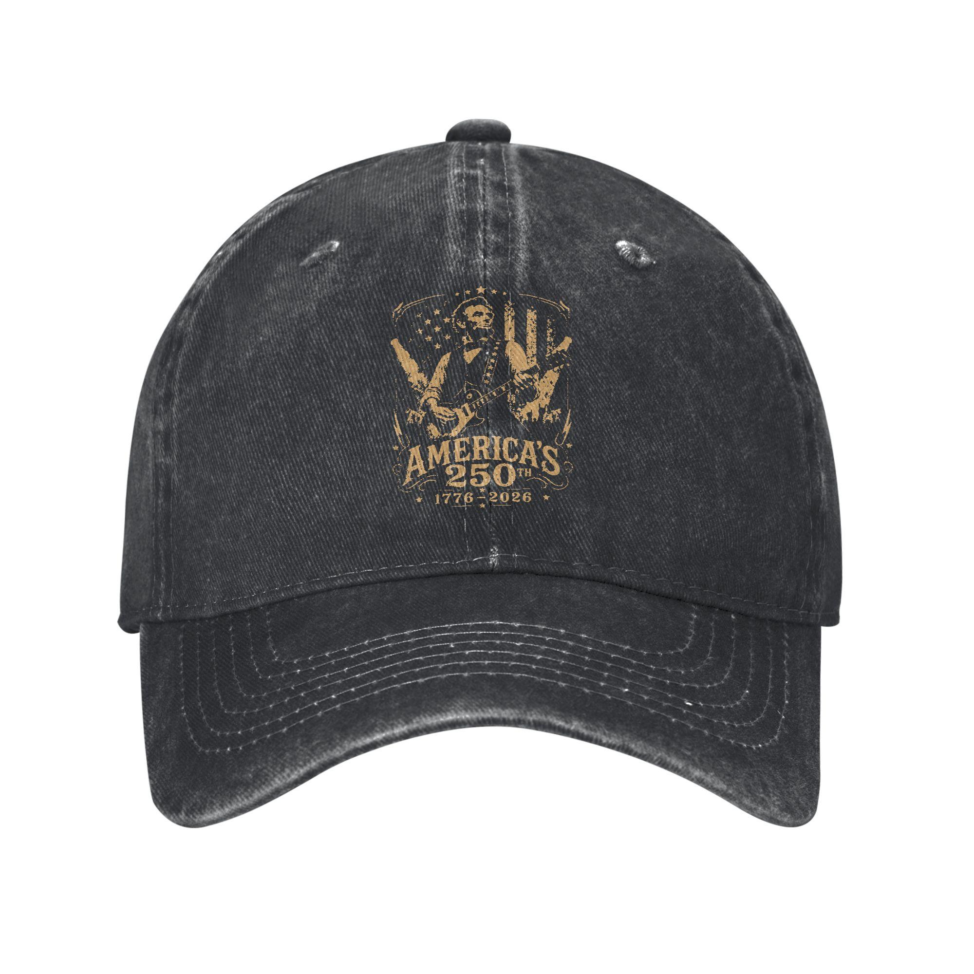 Custom Abraham Lincolns Playing Guitar Baseball Cap Women Unisex Breathable Th July Th Anniversary Dad Hat Sports One Size