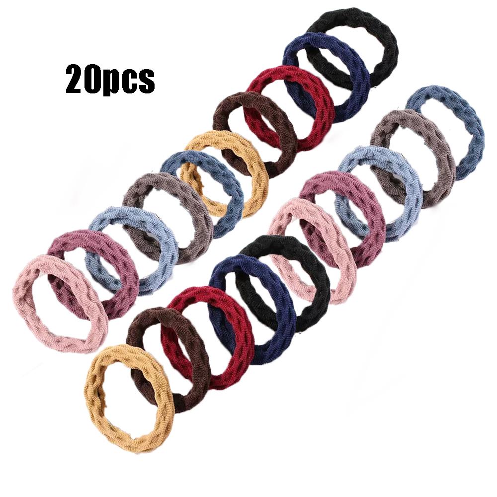 20PCS Women Girls Simple Basic Elastic Hair Bands Ties Scrunchie Holder Rubber Bands Fashion Headband Hair Accessories