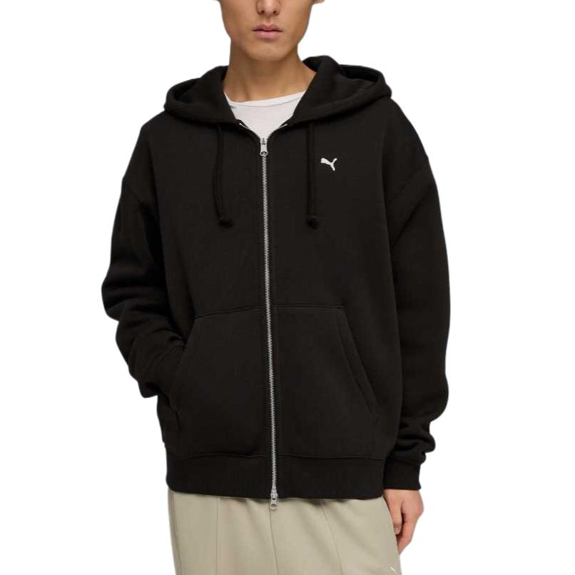 Puma Essentials Long Sleeve Hooded Zip Solid Sweatshirt Men Sweatshirt 636462-01