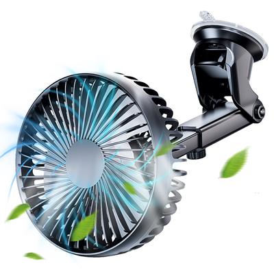 Wentylator biurkowy do szyby 12V/24V z przyssawką USB, chłodnica samochodowa, regulowany w 360 stopniach, mini wentylator samochodowy na deskę rozdzielczą, 3 prędkości