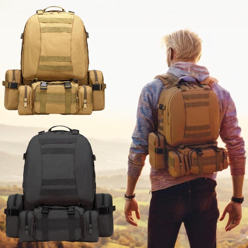 Tactical Backpack for Men Women, Large Waterproof Military Backpack Detachable Molle Backpack Army Assault Pack (Khaki)