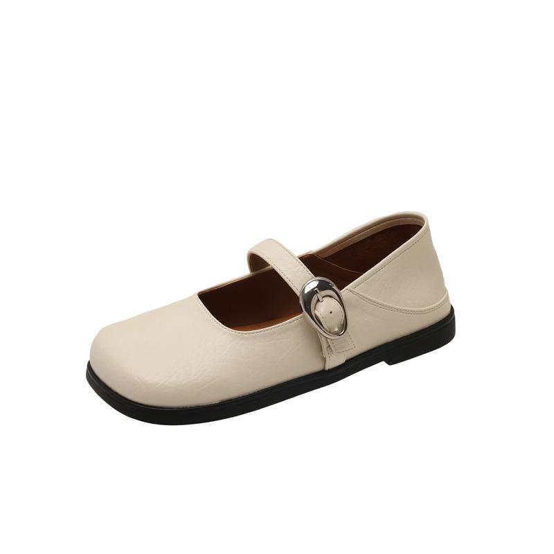 Retro word with Mary Jane shoes women's autumn new with skirt flat comfortable small leather shoes single shoes