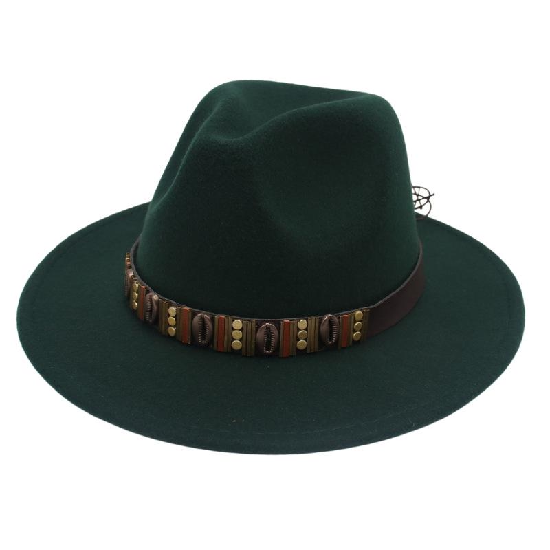 Ethnic Jazz Hat Metal Shell Belt Accessories Top Hat Dress Concave Gentleman Hat