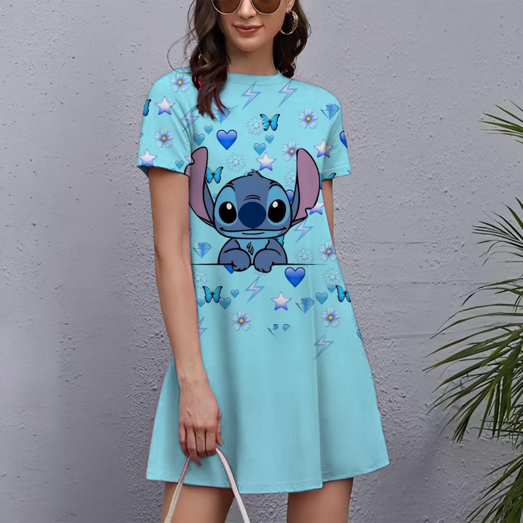 Fashion Printed Loose Women's Versatile Casual Crew Neck Casual Dresses