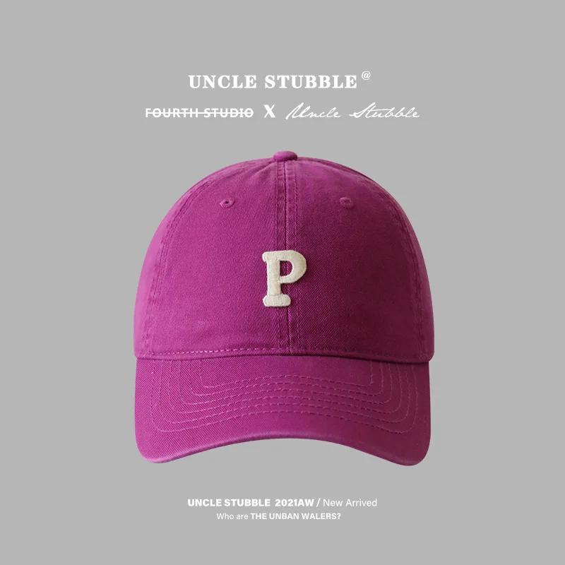 Letter P Embroidered hats Baseball Caps for Men and Woman's Adjustable Casual Cotton Sun Hats  Solid Color Visor Hats