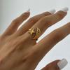 Stainless Steel Gold Color Star Moon Open Rings for Women Minimalist Metal Geometric Adjustable Ring Waterproof Jewelry Gift