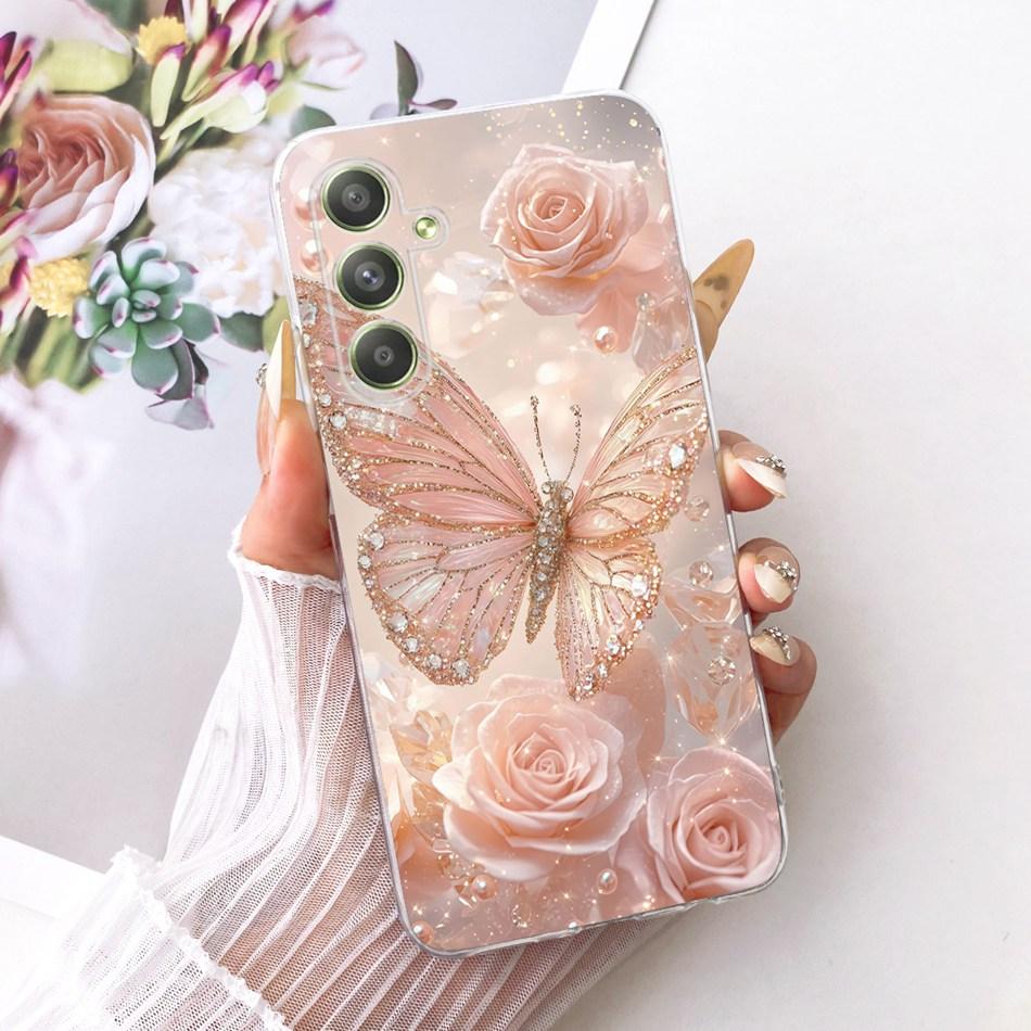 For Samsung Galaxy A54 Cute Flower Butterfly Cat Painted Case For Samsung A54 5G SM-A546B Soft Silicone TPU Phone Cases