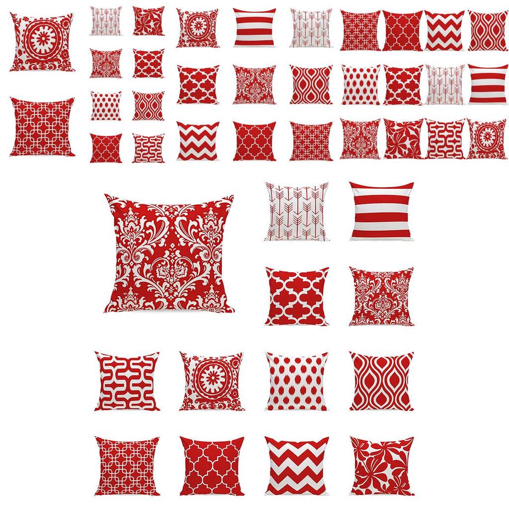 Stunning Red Geometric Wave Pillow Case For Sofa Car And Home Decoration