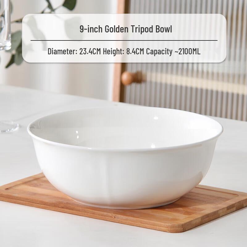 NHZHIW Pure White Large Ceramic Soup Bowl