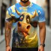 Men's Animal Cow 3D T Shirt Short Sleeve T Shirt 3D Print Crew Neck Shirt Exaggerated Designer Party Holiday