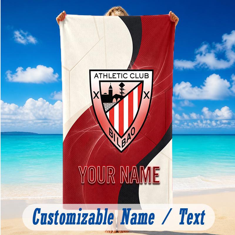 Beach Towel Custom Name Text, Quick Dry Large Towel For Beach HomeAthletic Bilbao FC