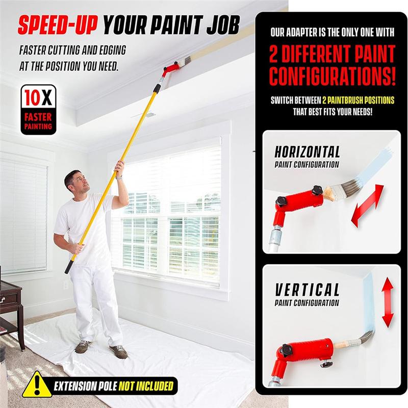 A25F-Paint Brush Extender Long Handle Paint Brush For Walls, Corners, Edges,Corner Painting Tool For Paint Roller, Paint Edger T