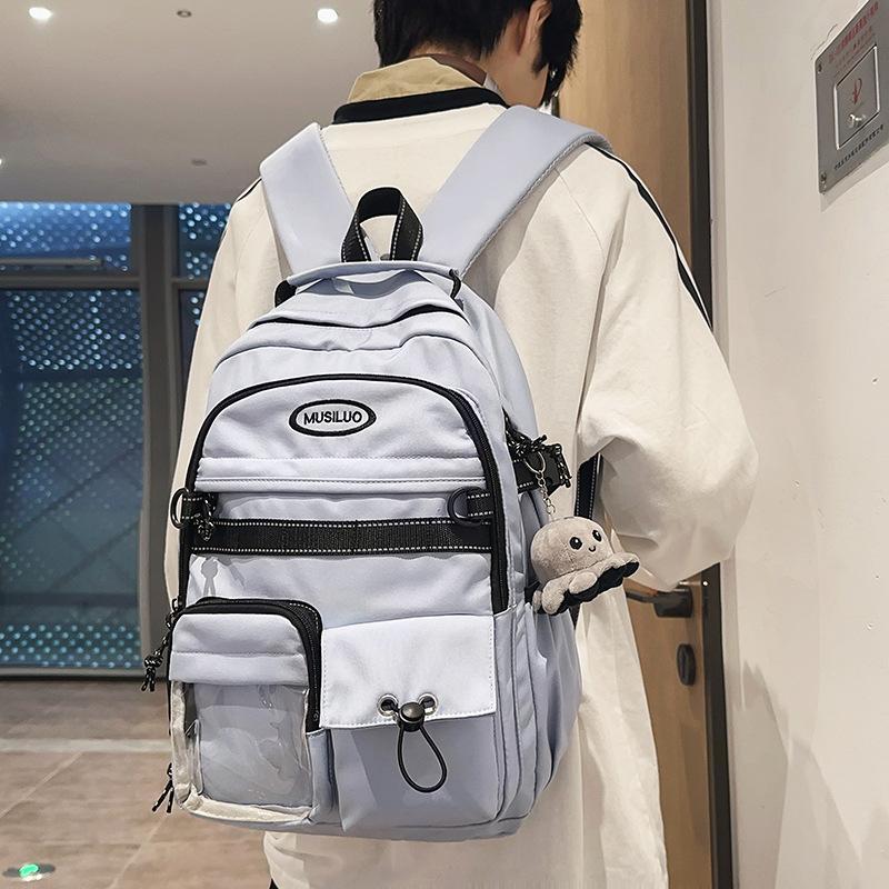 Sac à dos d'école pour étudiant, sac à dos de couleur unie pour femme, sac à dos d'ordinateur pour homme