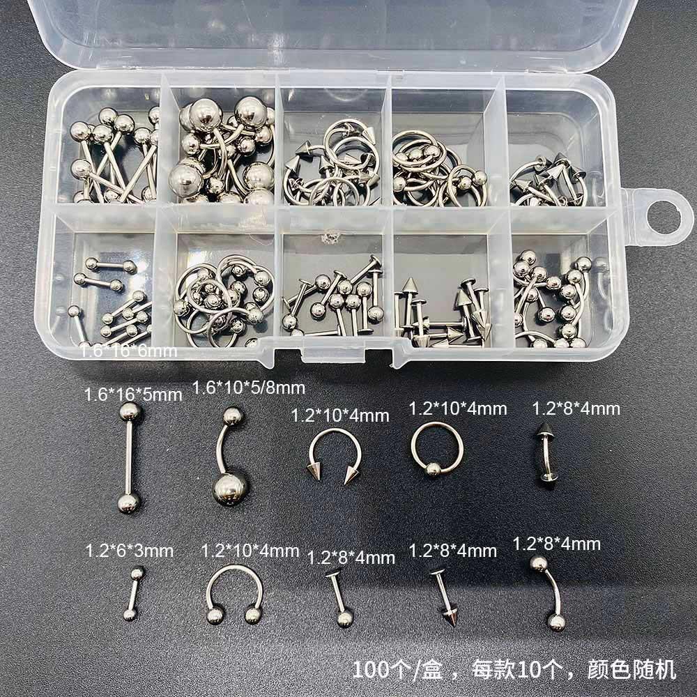 1Set Piercing accessory set - stainless steel nose ring, acrylic candy-shaped soft rod, body piercing accessory