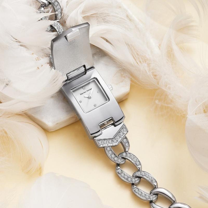 Zegarki damskie małe z klapką z pełnymi diamentami Marka Luksusowa Moda Kwarcowy Kreatywny Damski Zegarek na Bransolecie