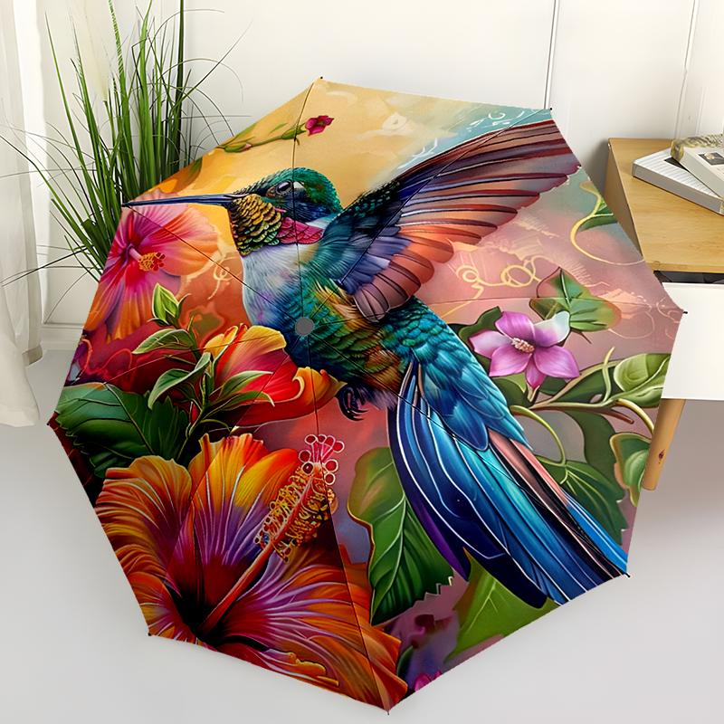 Hummingbird Automatic Folding Umbrella Compact & Lightweight for Outdoor Adventures Daily Use Birthday Christmas Travel Umbrella Durable 8 Bone Design