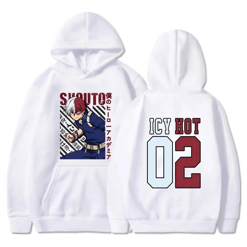 Japanese Animation Todoroki Shoto Print Fashion Sweatshirt Casual Unisex Autumn Winter Fleece Streetwear Tops Sudaderas
