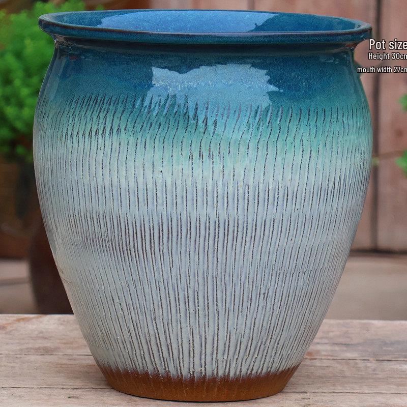 Retro Ceramic Wide Mouth Flower Pot - Tree Trunk Design for Succulents, Bougainvillea, Hydrangea, Roses  