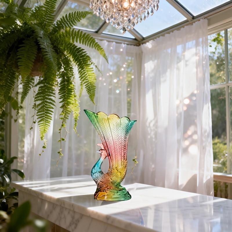 

1PC glass vase in the shape of a peacock, with a simple and retro design. Suitable for hydroponic flowers