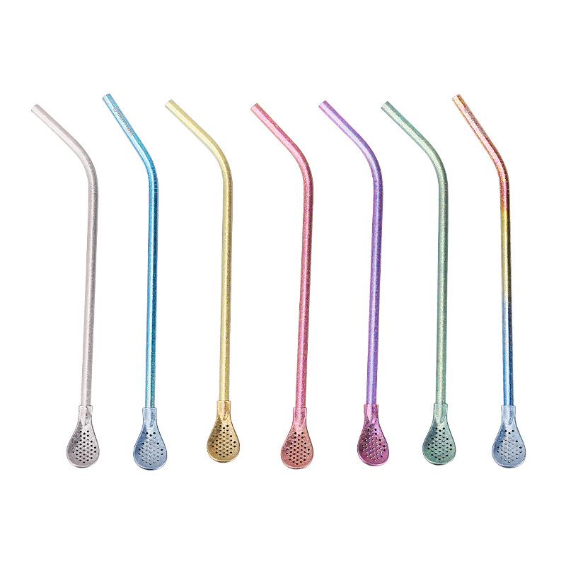 Crystal Clear Titanium Straw with Spoon - Reusable for Drinks