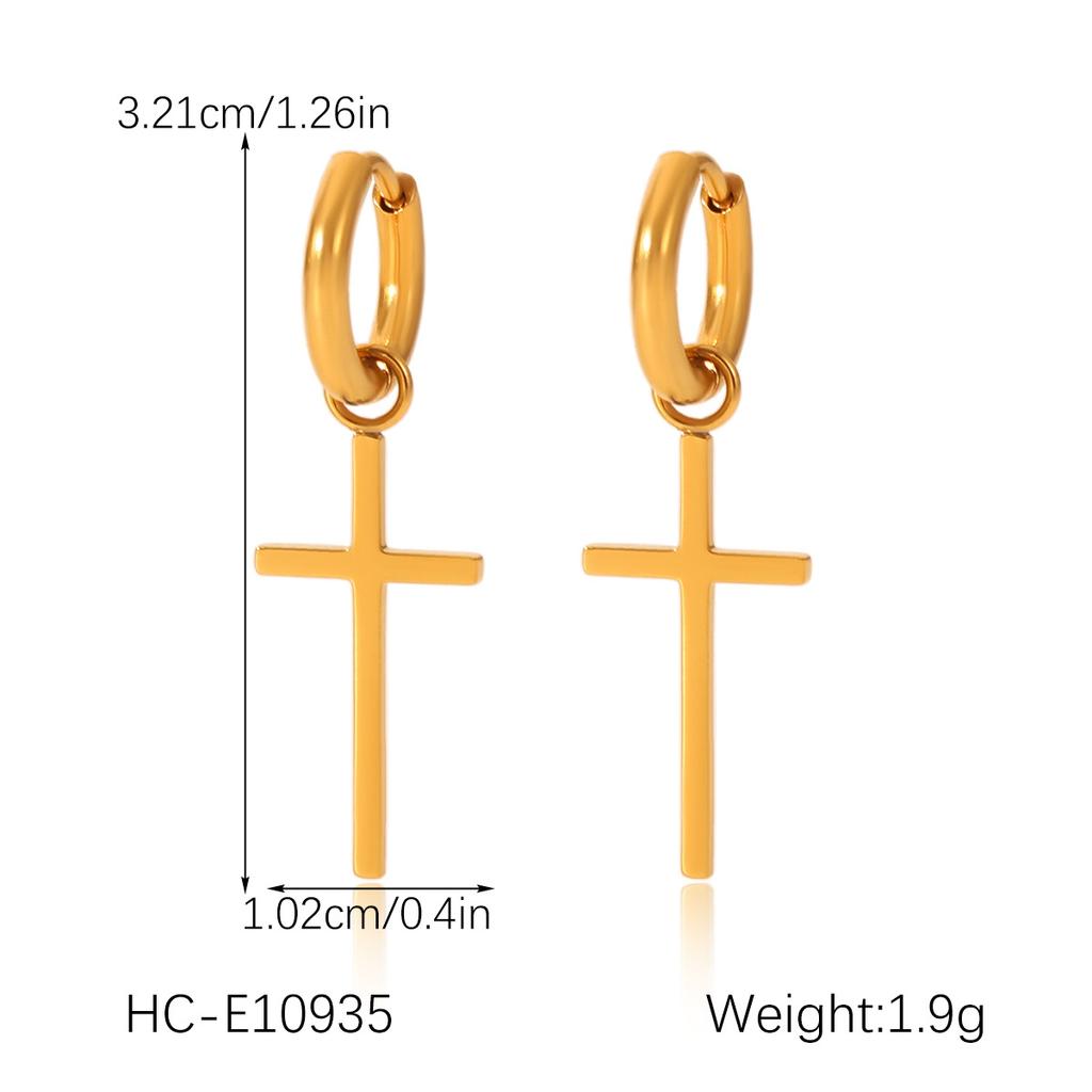 Cross Earrings Pendant Light Luxury High-end Drop Earrings Versatile Titanium Steel Jewelry Accessories for Women