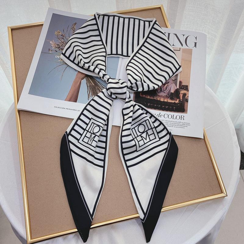 Luxury Long Silk Scarf Bag Tie Lady Neck Skinny Scarves Hairband Foulard Horse Print Brand Women Neckerchief Ribbon