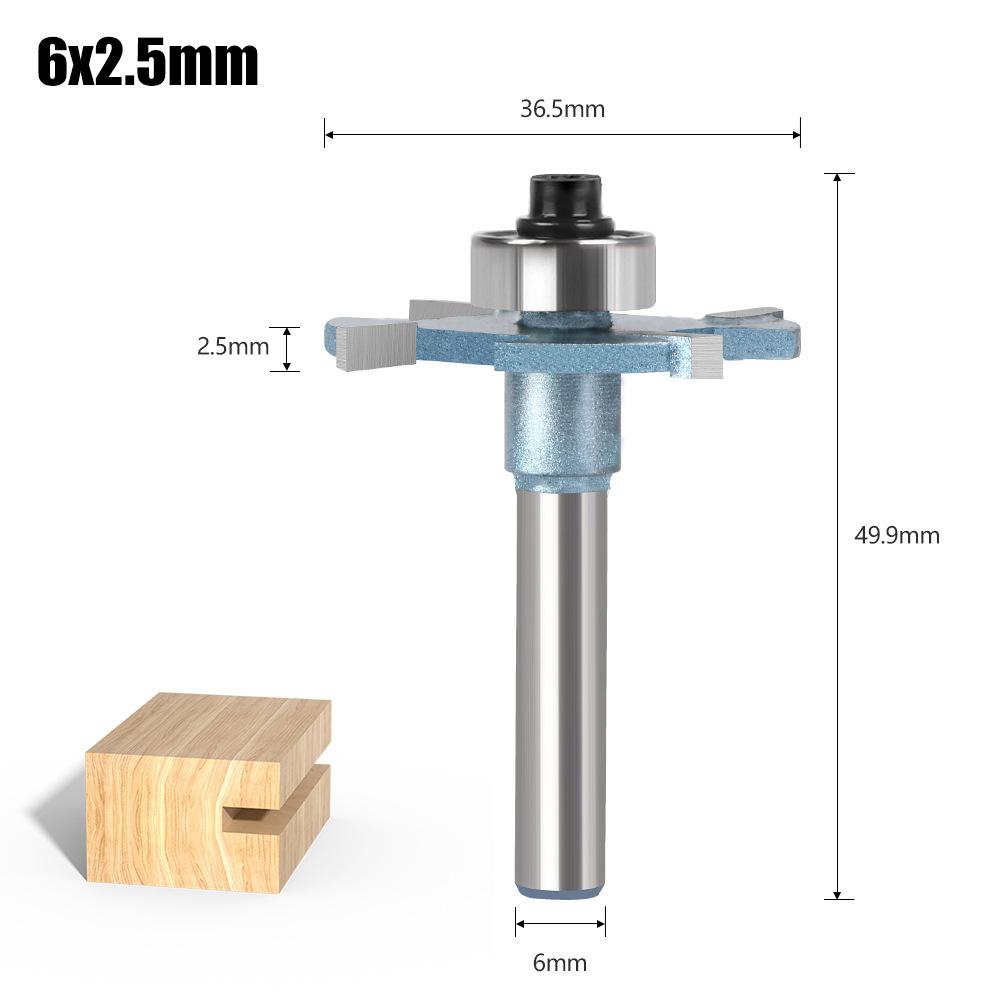 Four-Tooth Ball T-Type Knife Woodworking Door Panel G-Type Handle Slotting Tenon Groove Knife Belt Bearing Trimming Machine Woodworking Milling Cutter