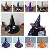 Bunte Kinder Zauberer Kappe Totenkopf Muster Halloween Cosplay Zubehör Halloween Hexenhut Kinder