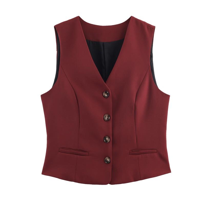 Womens Slim Fit V-Neck Sleeveless Vest Single Breasted Casual Fashion Waistcoat
