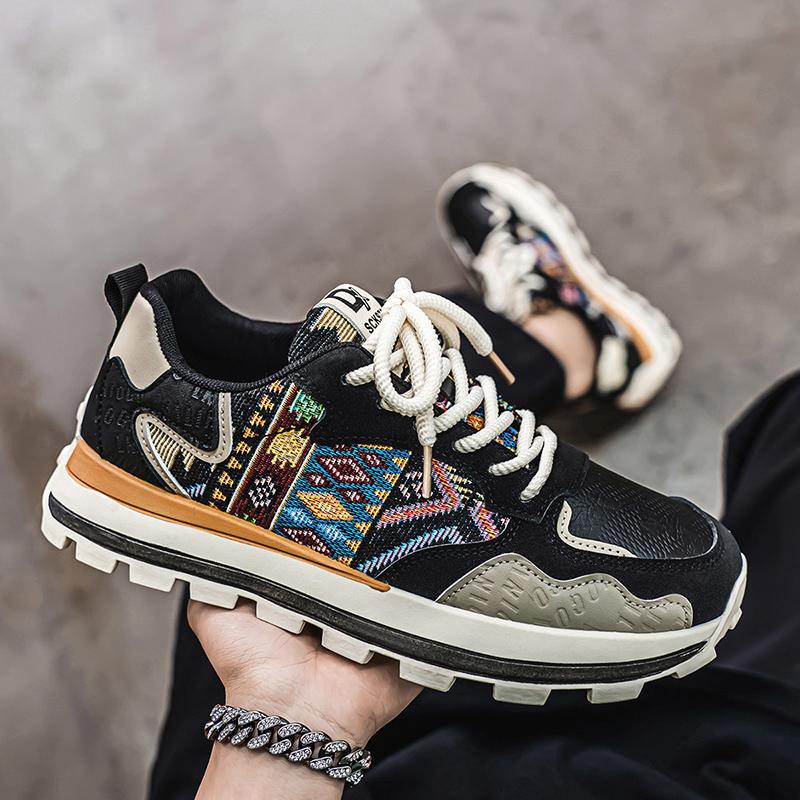 Running men's breathable casual sports shoes non-slip comfortable youth loafer vulcanized thick soles heightening shoes