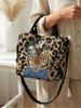 Bolso de Lona Estampado de Leopardo Floral Tigre con Correa Desmontable Bolso Cruzado para Mujer Compras Diarias