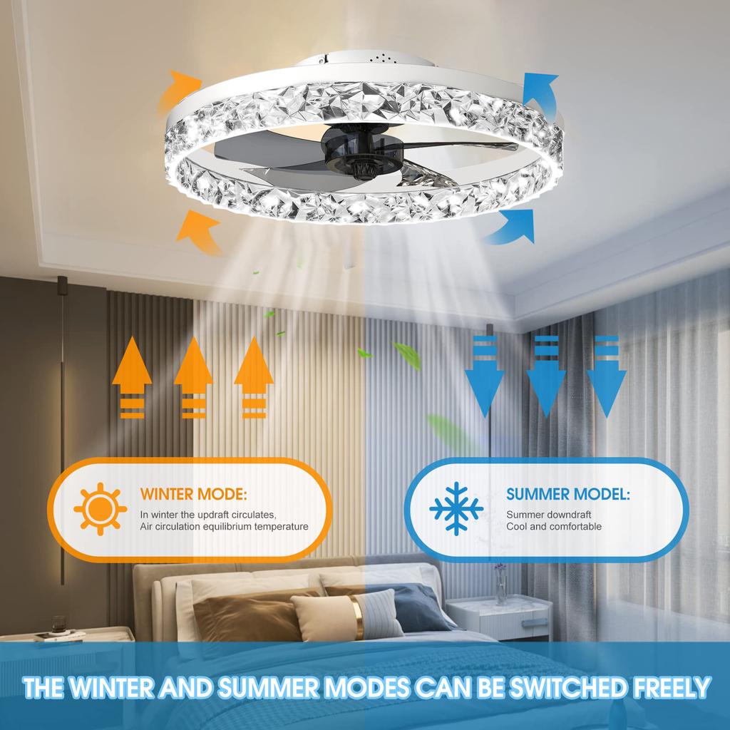 Acrylic Ceiling Fan With Led Light For Living Room Bedroom Home Chandelier Modern Led Ceiling Fan Lamp Decor Lighting