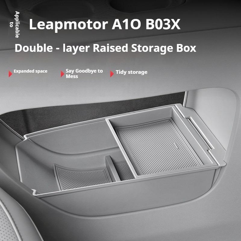 For Leapmotor B03X A10 Car Double Layered Elevated Storage Box Under The Central Control Armrest Box Double-layer Storage Box