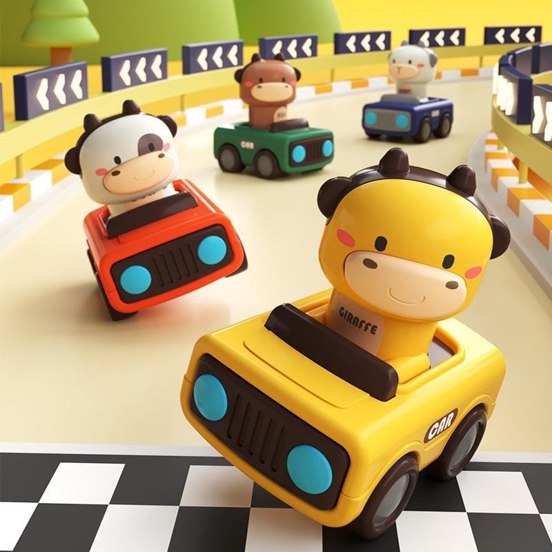 Press and Go Car Toys for Toddlers 1-3, Baby Animal Racing Cars, Infant Play Vehicle Set, Baby Push Go Friction Car Toys