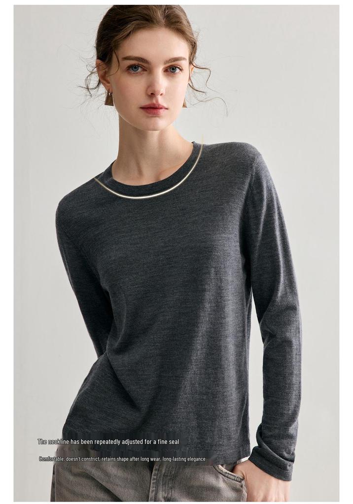 Yangzi Zhang Women's Versatile Fine Knit Wool Sweater - Loose Fit, Round Neck, Long Sleeve