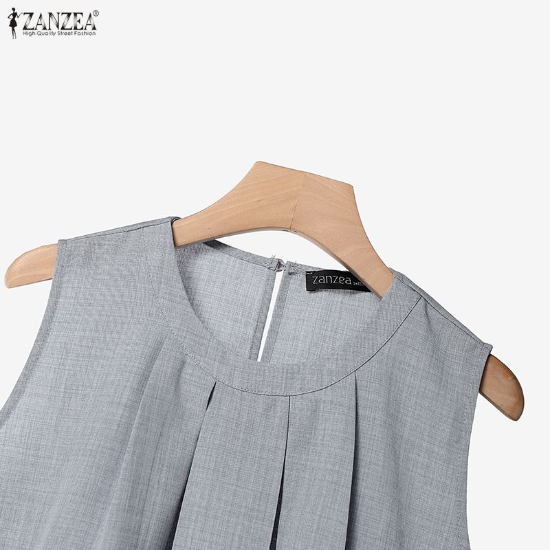 ZANZEA Women Sleeveless Blouse and Long Pants Casual Two Piece Suit Sets
