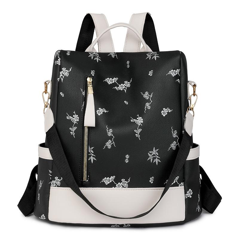 Rucsac din piele moale Geantă de călătorie de mare capacitate imprimată pentru femei