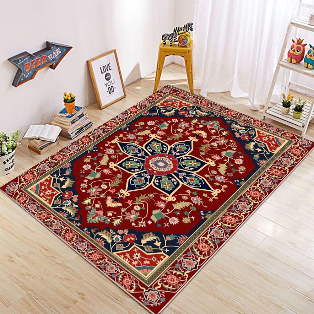 Retro Ethnic Carpets Turkish Persian Rug for Living Room Bedside Bedroom Vintage Floor Mat Entrance Doormat Carpet Large Rug