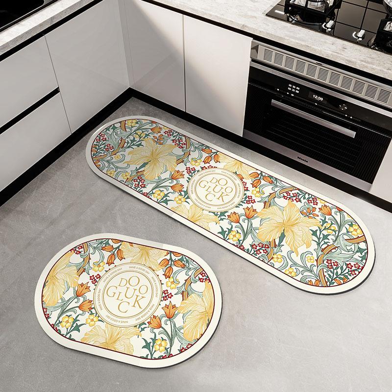 

Коврик для ретро-кухни, впитывающий масло, быстросохнущий - нескользящий водопоглощающий коврик для мытья посуды в домашних условиях из усовершенствованной ткани Style A