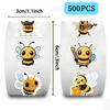 500 Sheets/roll Roll Tape Cartoon Bee Sticker Hand Account Material Decorative Envelope Seal Sticker