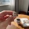 Doppelschichtiger Geometrischer Breiter Gesichtsring Gravierte Linie Punk-Stil Ring Feiertagszubehör