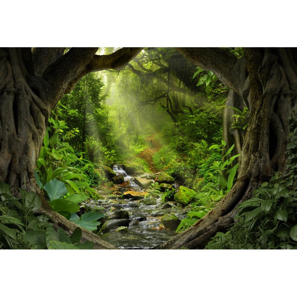 Spring Forest Backdrop Tropical Jungle Rainforest Backdrops for Photography Camping Adventure Birthday Background Photo Studio